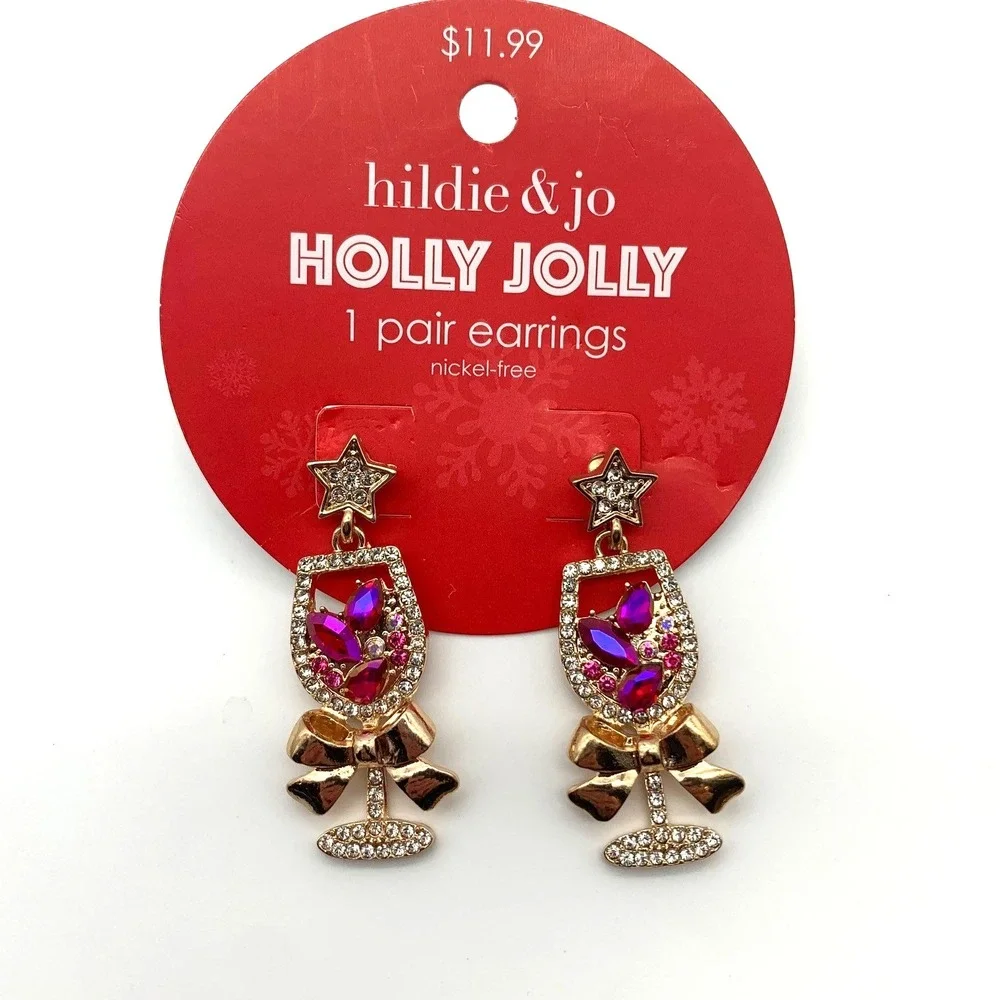 Christmas Earrings Lot 6‎ Pairs Mickey Peppermint Candy Cane Santa Tree